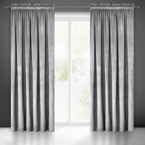 Decorative velvet curtain with pleating tape GREY 140x270 cm
