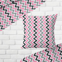 Decorative children's cotton fabrics, by the meter. Zigzag Pink, Gray, and Black