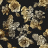 Velvet upholstery fabrics with print, Flowers on Black