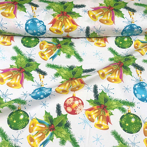 Vánoční bavlněná látka, metráž, šíře 160 cm, Vánoční motiv na Bílém
