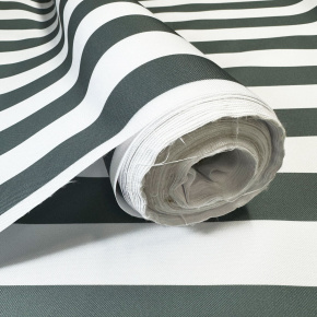 Venkovní látka Pergola (Oxford), 200 g/m², šíře 160 cm, bílo-grafitové proužky 5 cm