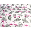 Cotton fabric, by the meter. Flamingo Leaves Grey