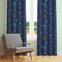 Children's cotton fabric 100% cotton, 125 g/m², width 160 cm, yellow galaxies on blue