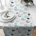 Children's cotton fabric by the meter Whale Turquoise