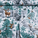 Christmas cotton fabric, by the meter, width 160 cm, pattern Nature Green on White