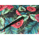 Tissu coton au métre motif Chryzantemy noir