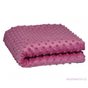 Látka minky puntík, 380 g/m², šíře 160 cm, metráž, světle fuchsiová