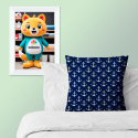 Children's cotton fabric by the meter Anchors White on Blue