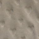 Minky fabric with hearts, 320 g/m², width 160 cm, by the meter, ecru
