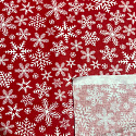 Christmas cotton fabric, by the meter, width 160 cm, White Snowflakes on Red