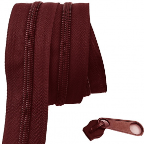Zip spirálový bordo 5 mm metráž Zip spirálový bordo 5 mm metráž