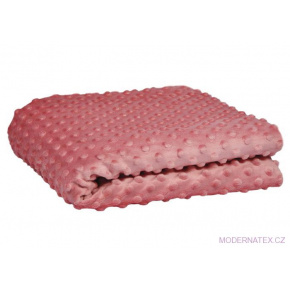 Látka minky puntík, 380 g/m², šíře 160 cm, metráž, starorůžová