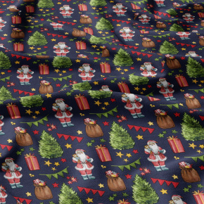 Christmas cotton fabric, by the meter, width 160 cm, Christmas Santa Claus