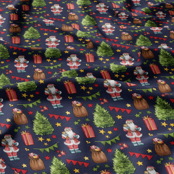 Christmas cotton fabric, by the meter, width 160 cm, Christmas Santa Claus