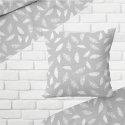 Decorative cotton fabric, by the meter, Feathers White on Gray
