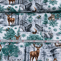 Christmas cotton fabric, by the meter, width 160 cm, pattern Nature Green on White