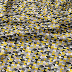 Bavlněná látka 100% bavlna, 125 g/m², šíře 160 cm, trojúhelníky žluté a černé