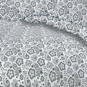 Cotton fabric 100% cotton, 125 g/m², width 160 cm, lace gray flowers on white