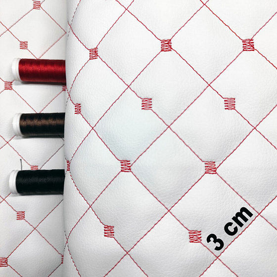 Ekokůže prošívaná MIX 3x3 cm barva Bílo-Červená 1,3 m x 0,8 m