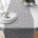 Decorative cotton fabric, by the meter, White Hearts on Gray