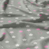 Children's cotton fabric 100% cotton, 125 g/m², width 160 cm, white and pink stars on grey