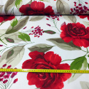 Cotton fabric 100% cotton, 125 g/m², width 160 cm, red flowers on white