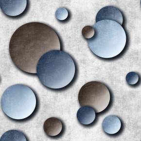 Velurové potahové látky s potiskem, Modré koule na Šedém