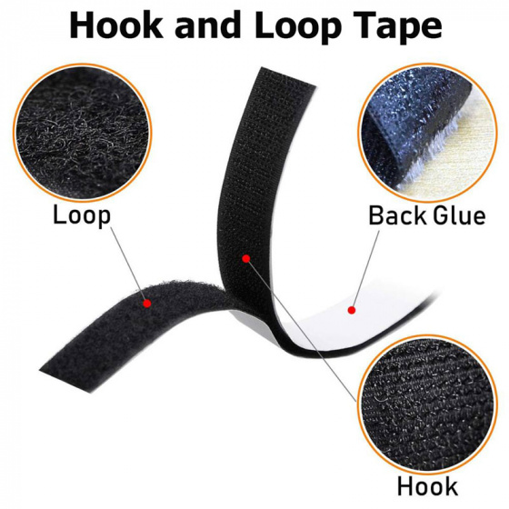 Pásek na suchý zip s lepidlem černý 20  mm