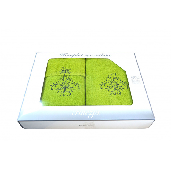 Set of 3 Terry Towels, Color Green