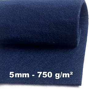 Technický filc 5 mm barva tmavě modrá, šířka 100 cm