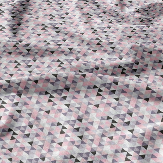 Cotton fabric 100% cotton, 125 g/m², width 160 cm, pink triangles 2 cm