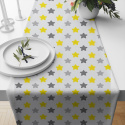 Children's cotton fabric 100% cotton, 125 g/m², width 160 cm, gray and yellow stars on white