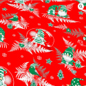 Christmas cotton fabric, by the meter, width 160 cm, Red Elves on Green