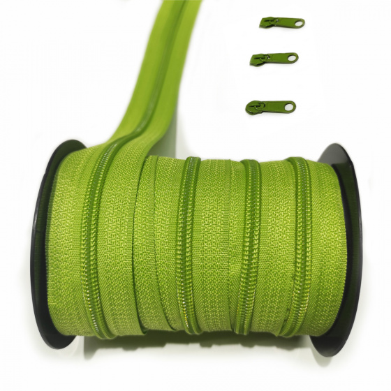 Zip spirálový zelený 5 mm metráž 