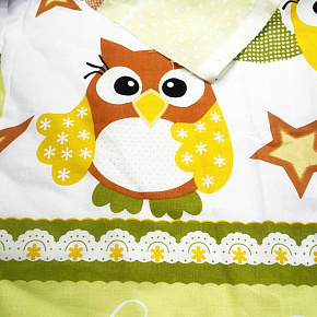 Bavlněné látky, metráž. Sovy Zelené na Bílém