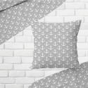Children's cotton fabric by the meter Anchors White on Gray
