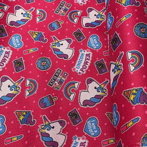 Waterproof fabric Kodura PVC coating 600D, 360 g/m², width 150 cm, unicorn on red