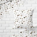 Dekorační bavlněná látka, metráž, Srdíčka Hnědá na Bílém