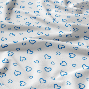 Dekorační bavlněná látka, metráž, Srdíčka Modrá na Bílém