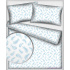 Decorative cotton fabric, by the meter, Feathers Light.Blue on White