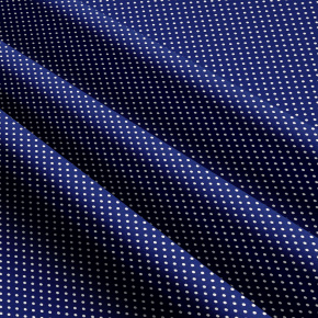 Dětské bavlněné látky, metráž. Puntík 2 mm, bílý na Modrém