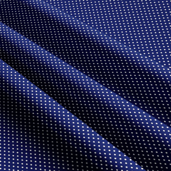 Children's cotton fabrics, by the meter. Dot 2 mm, white on Blue