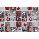 Christmas cotton fabric, by the meter, width 160 cm, Christmas ornaments stars Green on Gray