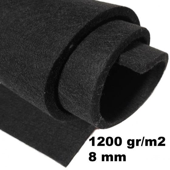 Technický filc 8 mm barva Černá, šířka 160 cm