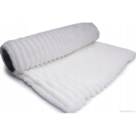 Dekoráční látka MÍNKY PROUZKY barva BÍLÁ 