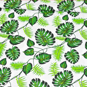 Cotton fabric 100% cotton, 125 g/m², width 160 cm, green palm on white