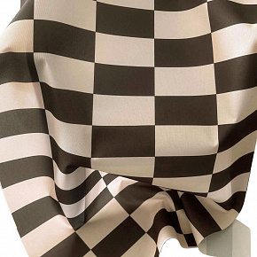 Outdoor fabric Pergola (Oxford), 200 g/m², width 160 cm, beige-chocolate checkerboard 5x10 cm