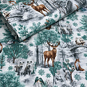 Christmas cotton fabric, by the meter, width 160 cm, pattern Nature Green on White