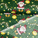 Tissus en coton de Noël au mètre, 160 cm motif Noël verte