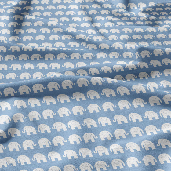 Cotton fabrics, by the meter. Elephants on St.Blue